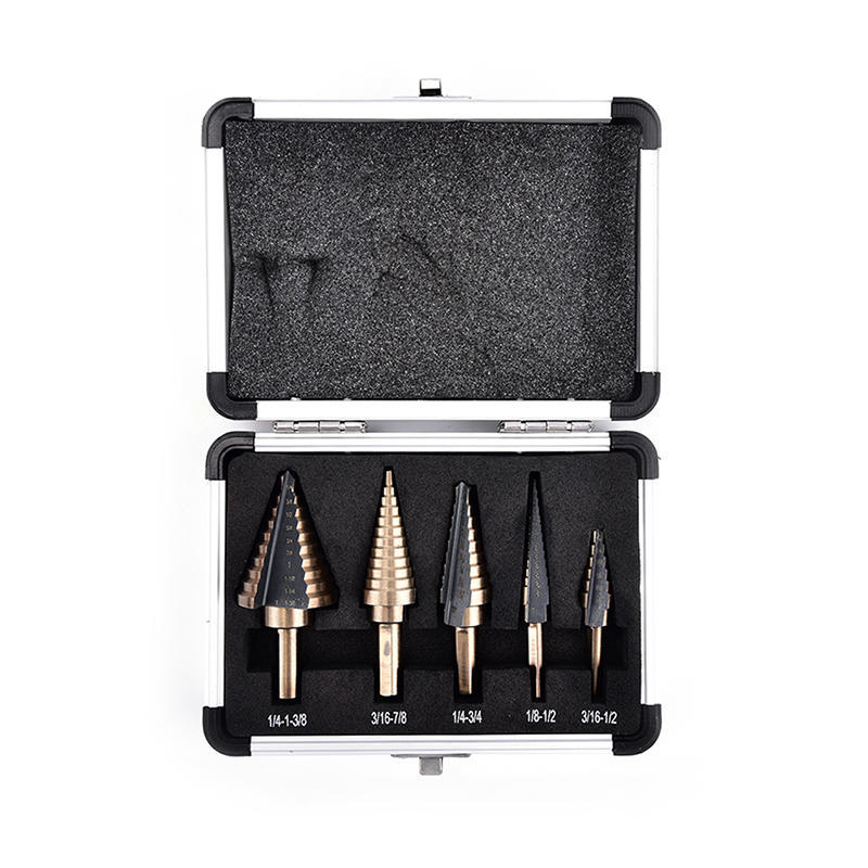 5pcs HSS Large Cobalt Hole Titanium Cone Step Drill Bit Cutter Tools with Case