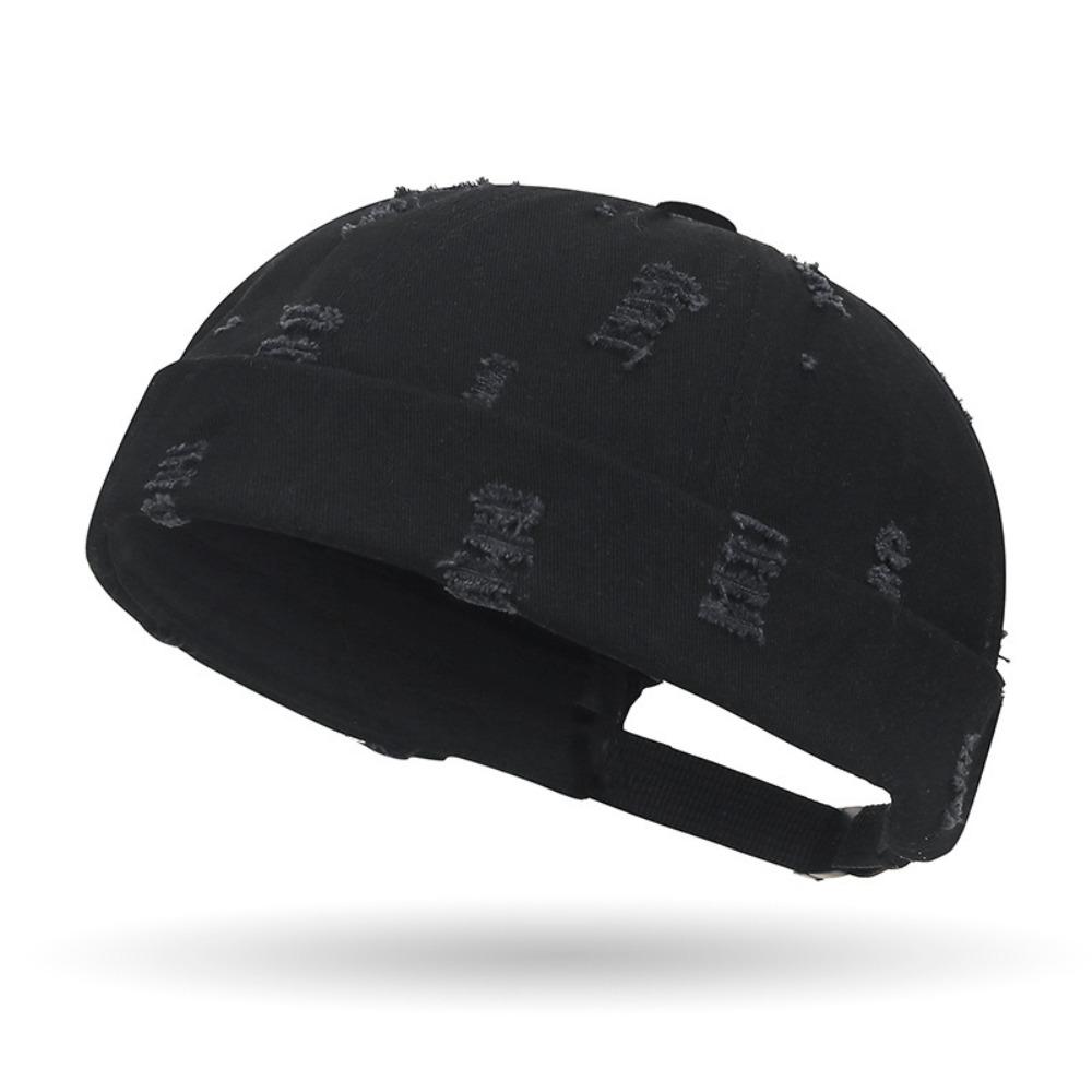 Fashion Broken Hole Beanie Hat Adjustable Cotton Landlord Hat Retro Breathable Hip Hop Cap Men Women