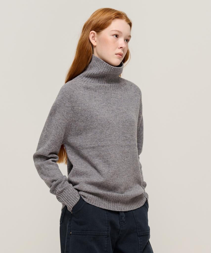 CARGOBROS FOR WOMAN Premium Wool Wholegarment High-Neck Knit (Gray)