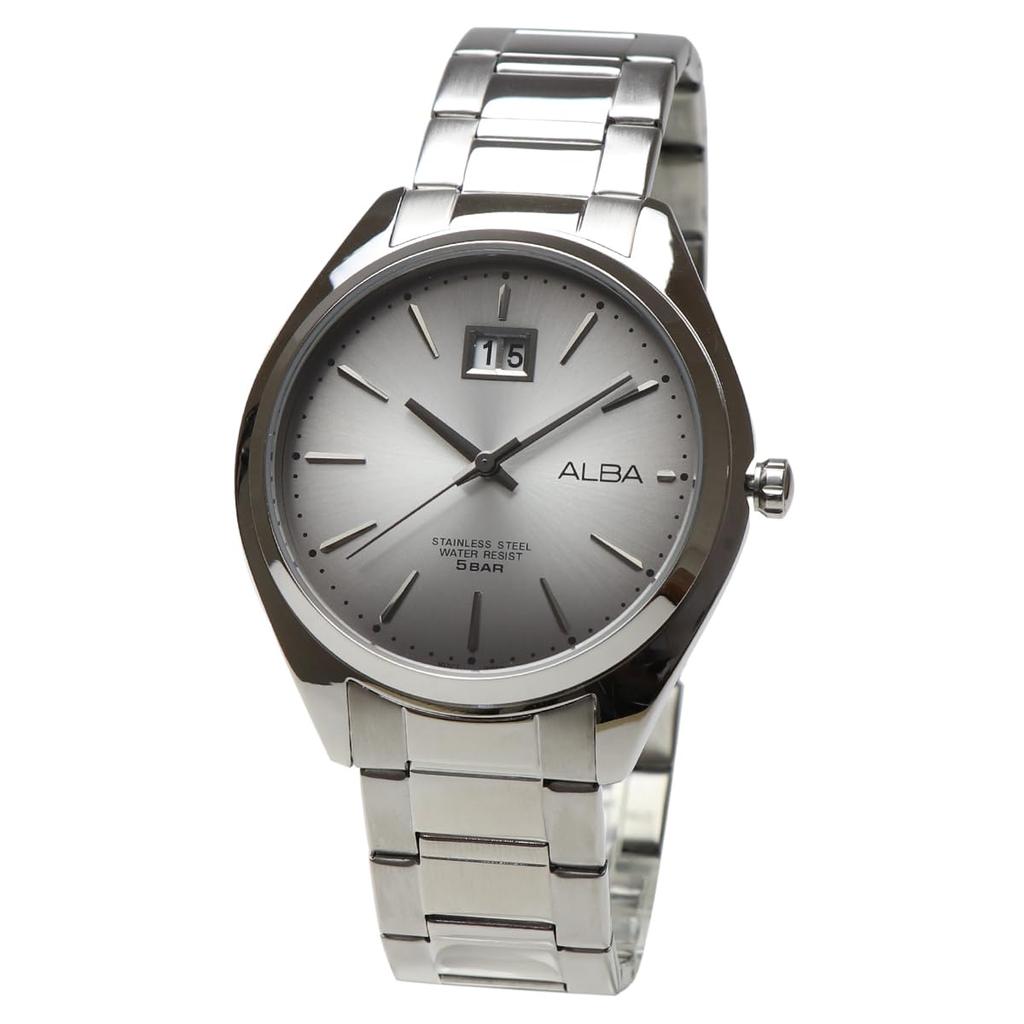 SEIKO ALBA Mens Wristwatch AQ5143X1 Stainless Business Analog Date Calendar Men Silver Gray Japanese Movement Quartz Simple Bracelet