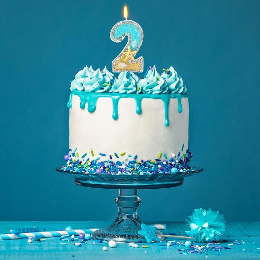 Birthday Candle for Cake, Beach Starfish Sequins Number Cake Candles, Happy Birthday Candle, Cake Topper