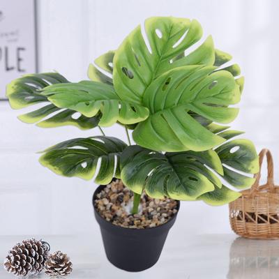 Artificial Monstera Leaves Vivid Fresh-keeping 9 Forked Fake Potted Green Plant Leaves Party Supplies