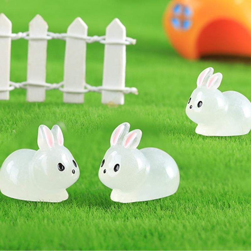 Miniature Glowing Rabbit Figurines 20pcs/set Mini Resin Statue Decorative Ornaments for Indoor Outdoor Garden Yard