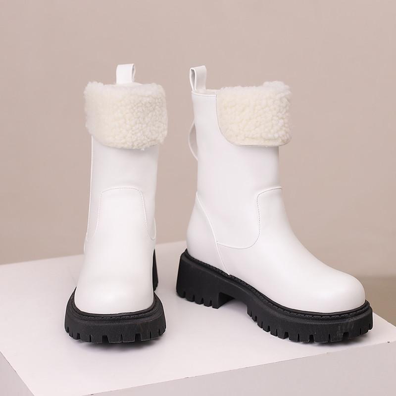 Women's low-heeled short boots autumn and winter new warm plush short boots versatile large-size short boots