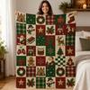 Vintage Christmas Patchwork Blanket Santa Nutcracker Holiday Throw Retro Xmas Quilt Cozy Decor Gift