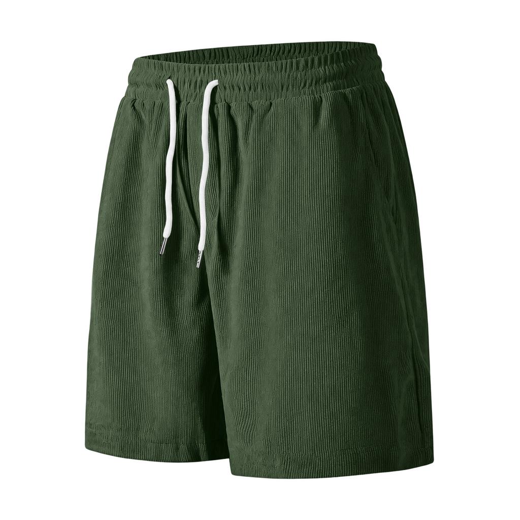 Pantaloncini Casual in Velluto a Coste da Uomo con Vita Elastica Coulisse e Tasche Laterali Vestibilità Rilassata Leggeri Pantaloncini Estivi