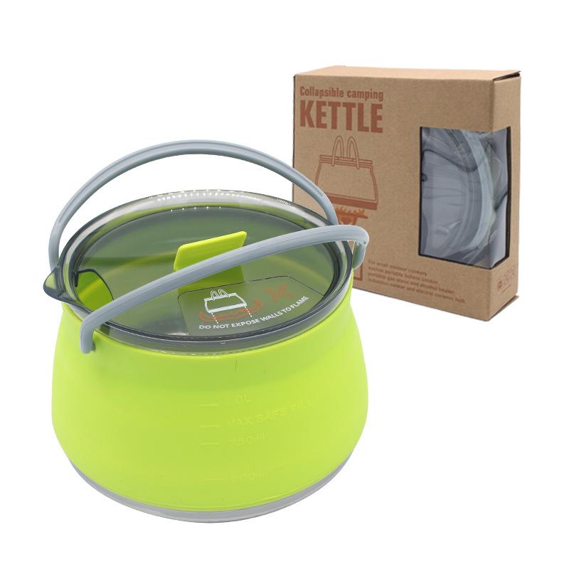Silicone Foldable Travel Kettle - Portable, Food-Grade, Anti-Scald Handle