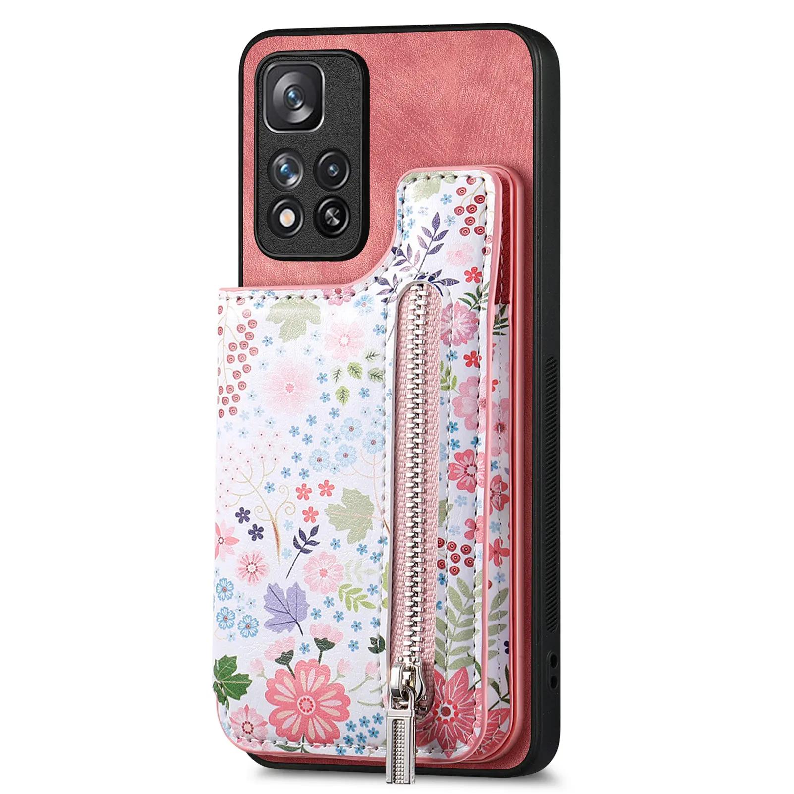 

Zipper Cards Solt Wallet Leather Case For Xiaomi Redmi Note 12 Pro Plus 13 11 10 13T 12T 13lite POCO X5 X4 NFC Bag Pouch Cover For redmi Note11 4G розовый