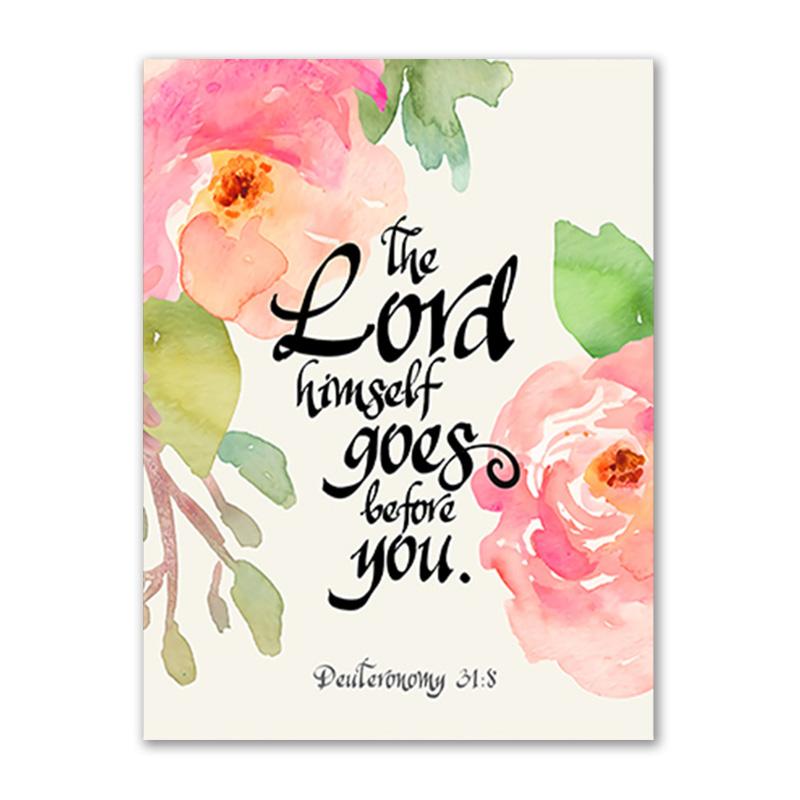 Kwiatowe plakaty akwarela ścienna drukowany obraz werset biblijny płótno sztuka chrześcijańska bóg cytat obraz na płótnie obraz pokój dziecięcy Home Decor