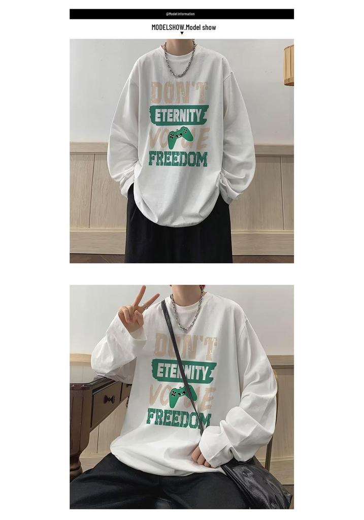 Sweat à capuche imprimé décontracté ample pour homme, haut à manches longues et col rond pour le printemps et l'automne