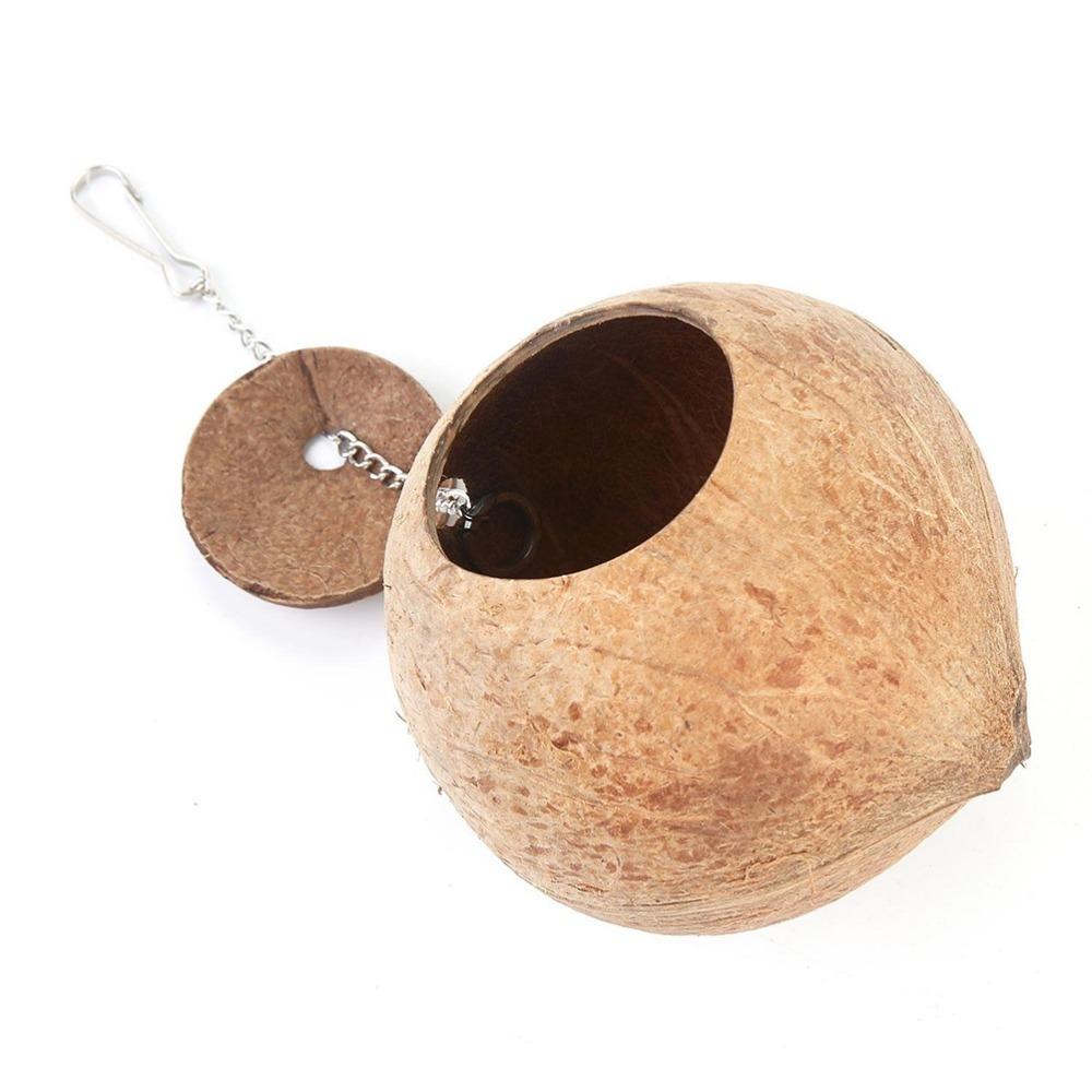 Coconut Shell Coconut Shell Birdhouse Round Entrance 6cm Sanded Finish Pet Hideaway Enclosed Design 12cm Shell Diameter
