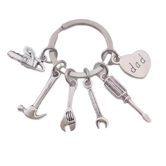 Father's Day Tool Keychain - Hammer, Wrench & Screwdriver Pendants for Dad