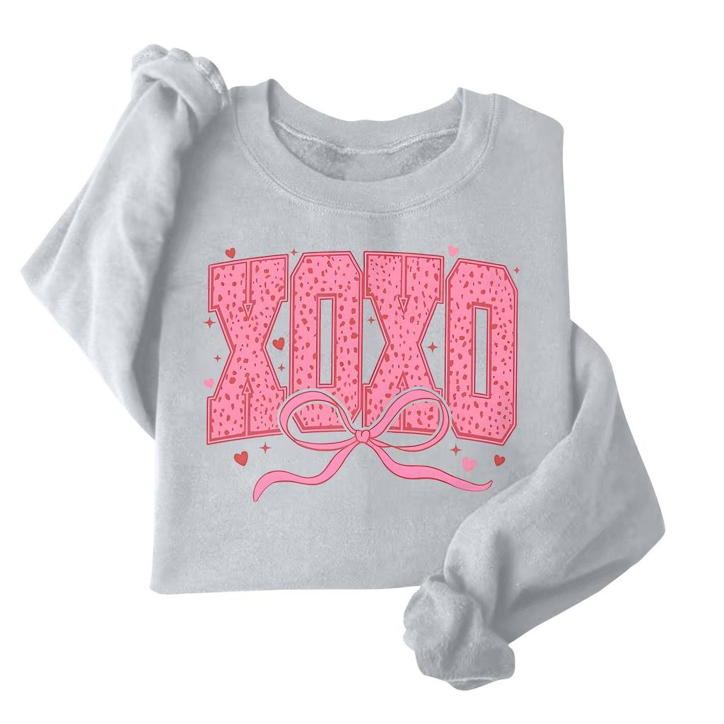 Damenmode Langarm Lockerer Valentinstag Bedrucktes Rundhals-Sweatshirt