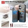 For iPhone 17 Case with Card Holder Kickstand Leather + TPU + PC Phone Cover
