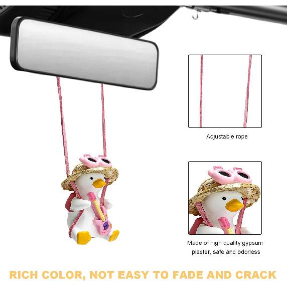 Cool Swinging Duck Car Hanging Ornament, Swing Duck Pendant Rearview Mirror Decoration, Cute Swinging Ducks Interior Mirror Hanging Accessories for