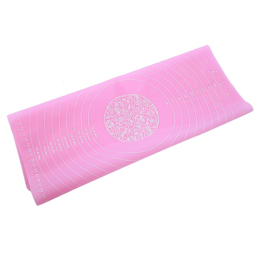 Kitchen Thicken Silicone Rolling Dough Pad Baking Mat with Scales DIY Baking ToolsPink 40x50cm