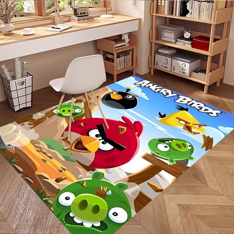 Angry Birds Print Rug, Washable Floor Carpet, For Entryway Dorm Laundry Room Office Study, Home Decor Birthday Christmas Gift