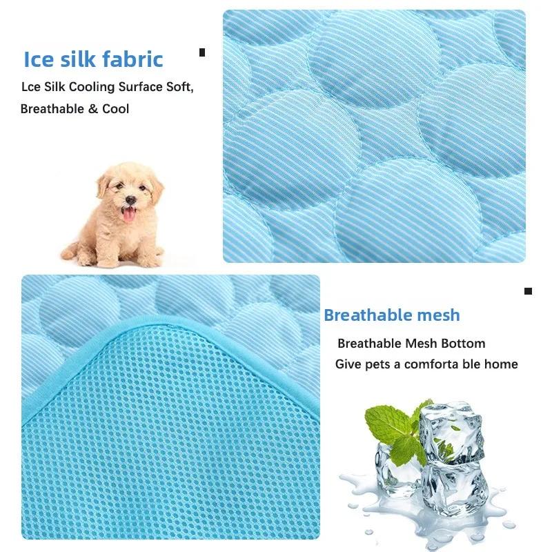 1Pc Ice Silk Pet Cooling Mat Summer Cool Sleeping Pad for Dogs Cats Breathable Sofa Floor Ice Pad Pet Cooling Supplies
