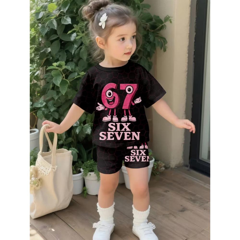67 Meme Ragazze Italiane Brainrot Set Magliette per Bambini Regalo Divertente Harajuku Bambini Top Corto Estivo Set Manica Corta Abbigliamento per Bambini
