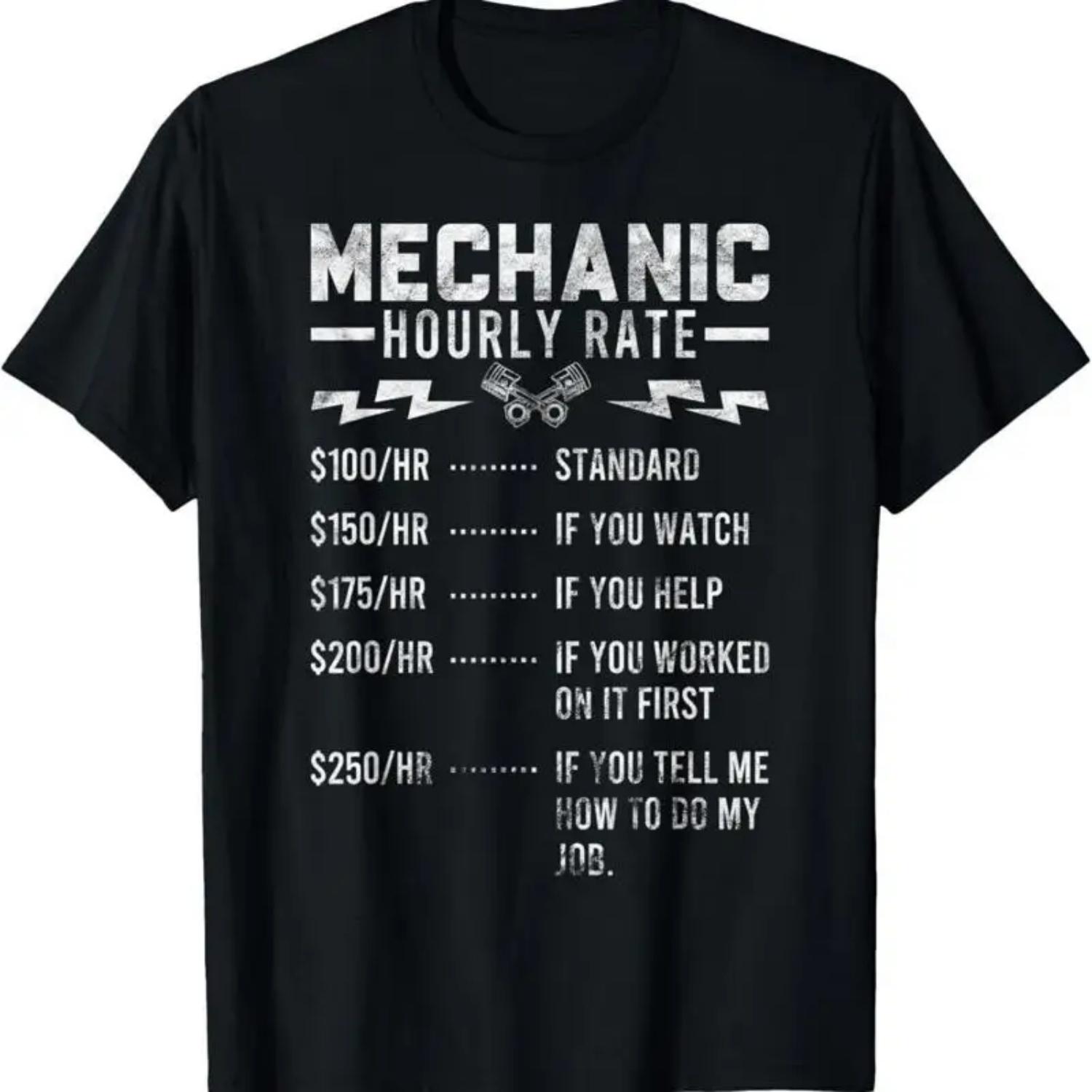 Funny Mechanic Hourly Rate Gift T Shirt Labor Rates S