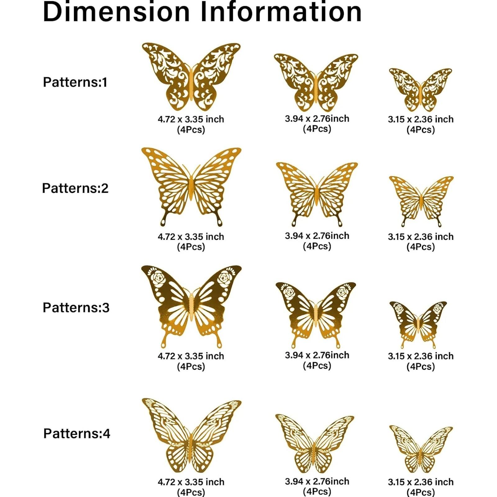 

3D Трехмерная полая бабочка, приклеиваемая к настенному украшению One Size