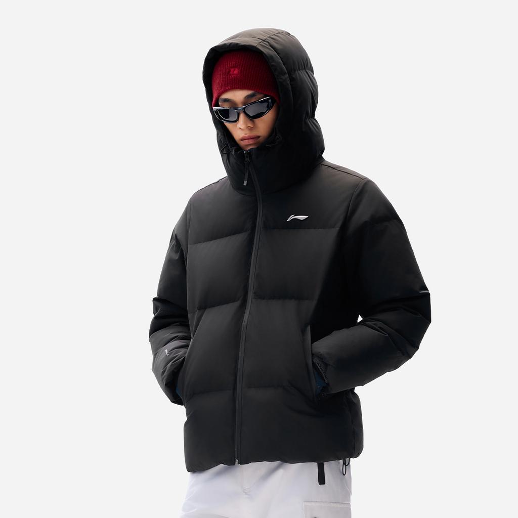 Li Ning Fitness Series Warm Anti-Static Hooded Logo Down Jacket Men Outerwear AYMV417-2