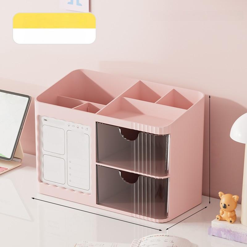 

Cute Desktop Storage Organizer Box with Drawers, Multi-Compartment Cosmetic & Stationery Holder for Kids & Home розовый