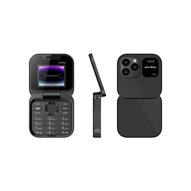 1 Set Speed Dial Blacklist Flashlight Call Recording 2 Sim Foldable Flip Small Box Phones For I16 Pro Mini Fold Mobile Phone