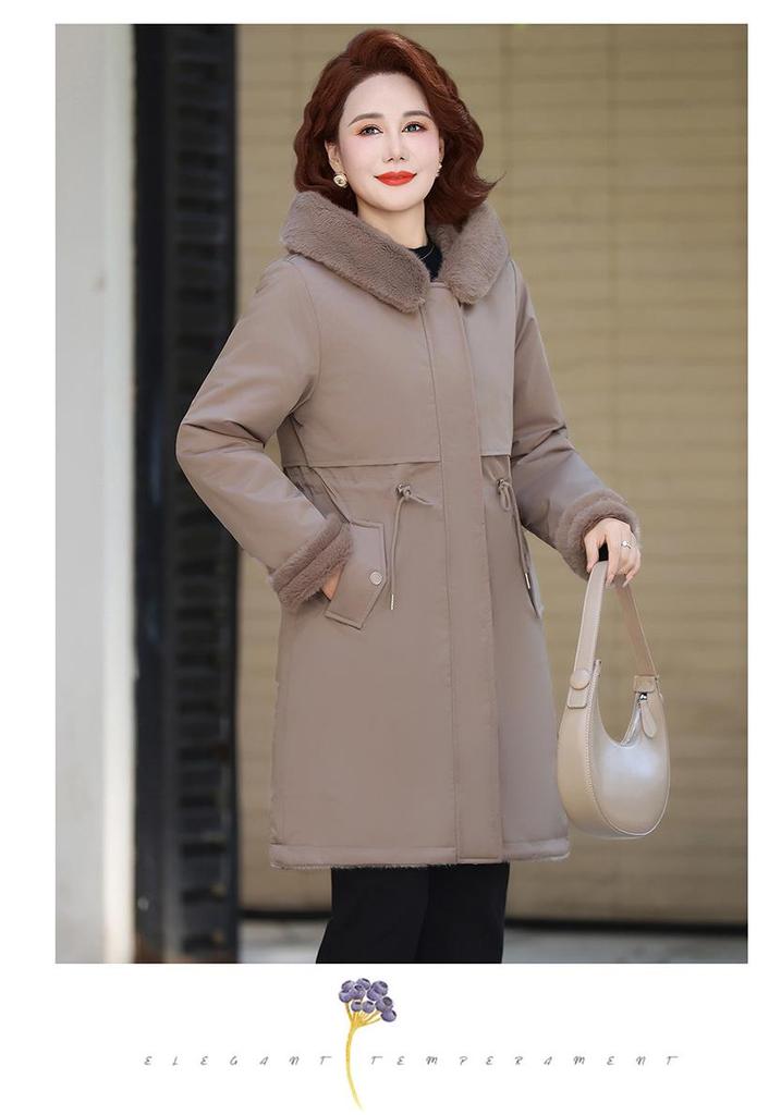 Mom's 2025 Winter Parka: Mid-Length, Double-Sided Cotton Jacket with Velvet for Middle-Aged and Elderly Women.