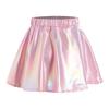Girls Metallic Shiny Dance Skirt Elastic Waist A Line Miniskirt for Cheerleading Stage Performance