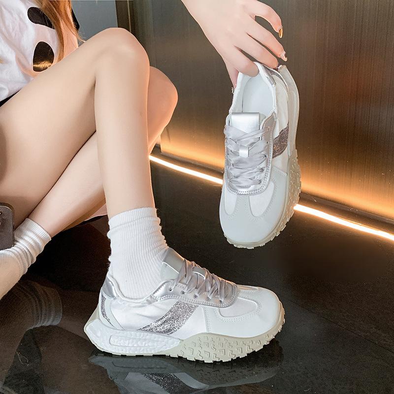 Women's Shoes 2025 New Winter Popular Platform Dad Shoes Women's Leather Casual Sports Shoes Campus Korean Version of Foreign Trade