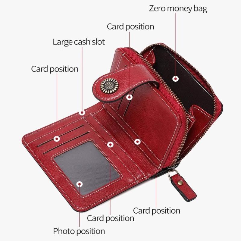 Women Retro Hollow Out Short Wallet Multi-Card Zipper Purse Clutch High Quality Multi Slot Card Wallet And Coin Purse Fashion Buckle Handbag