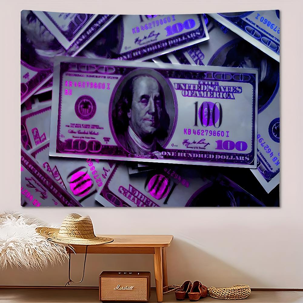 VIKAMA US Dollar Storm Tapestry Dollar Stacking Design Waterproof Living Room Study Room Decoration