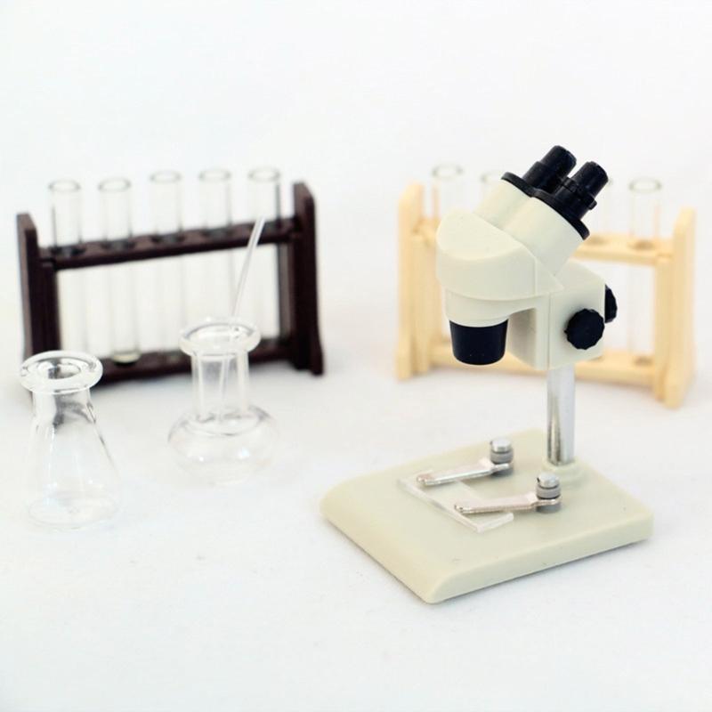 Casa delle bambole Microscopio Modello di Microscopio in Miniatura Ispirare la Curiosità per Piccoli Scienziati Regalo Bianco/Blu