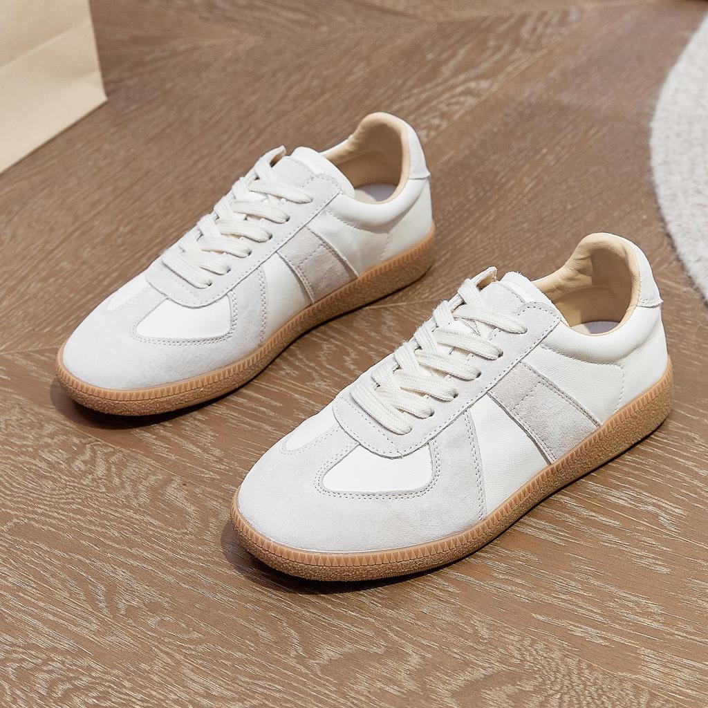 Spring Autumn Fashion Sneakers Women Genuine Leather Shoes Flat Casual Brand Ladies Shoes Gold Silver Beige