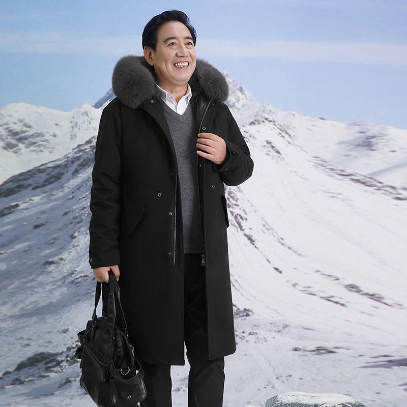 Herren Winter Parka mit Pelz und Fleece-Futter für mittlere und ältere Jahre