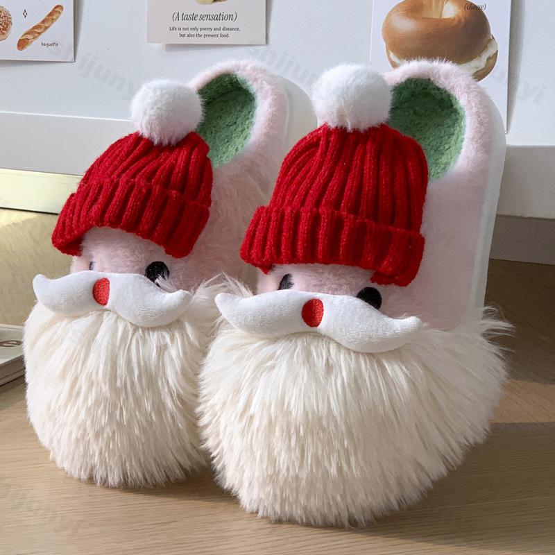 Fashion Couple Cotton Slippers Winter Halloween Women's Thicken Warm Non Slip One Word Slippers Lightweight Comfortable Men's Home Shoes