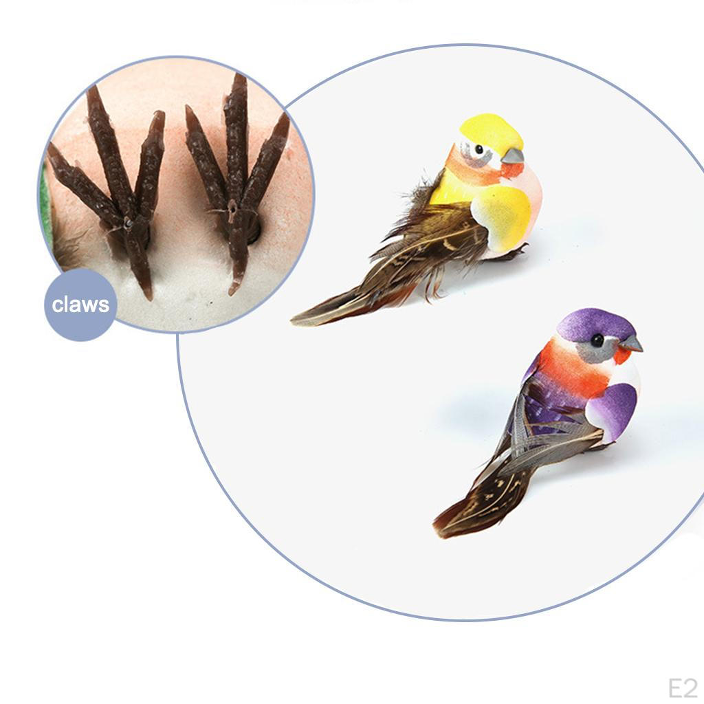 12 Pcs Birds Figurines Artificial Foam feather type bird for crafts Decoration home and garden