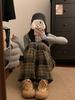 Women's Korean Style High Waist Plaid Wide Leg Pants - Retro, Loose, and Slimming for Spring & Autumn