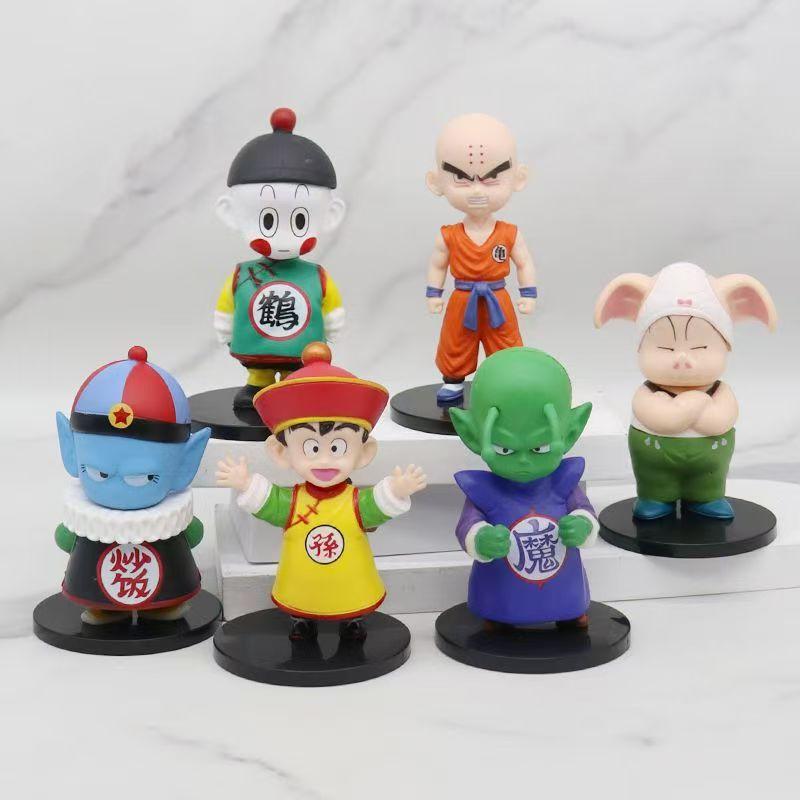6Pcs/Set 10cm Anime Dragon Ball Goku Uron Gohan Krillin Figure Set Toy Q Edition Figure Model PVC Children Collect Birthday Gift