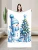 Christmas Snowman Warm Plush Throw Blanket for Kids Soft Flannel Bedspread for Sofa Bed Indoor Outdoor Use