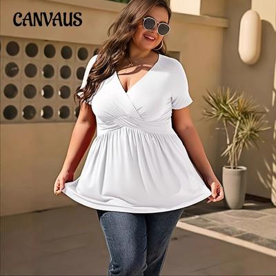 Women's Spring Summer Plus Size T-shirt V-neck Top