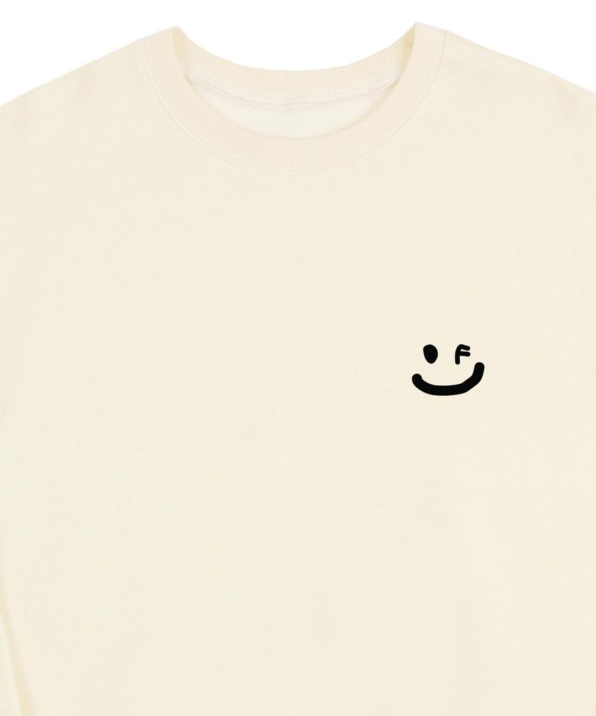 GRAVER [Unisex] Small Drawing Smile Sweatshirt_Cream/Black Logo