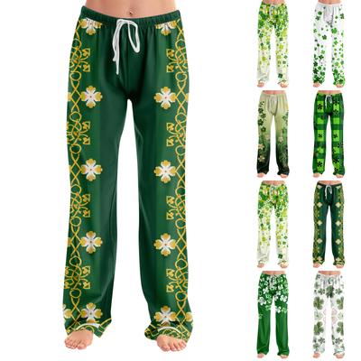 Pijama Altı Uyku Giyim Günlük İpli Elastik Bel Pantolon Rahat Düz Yoga Bol Pantolon