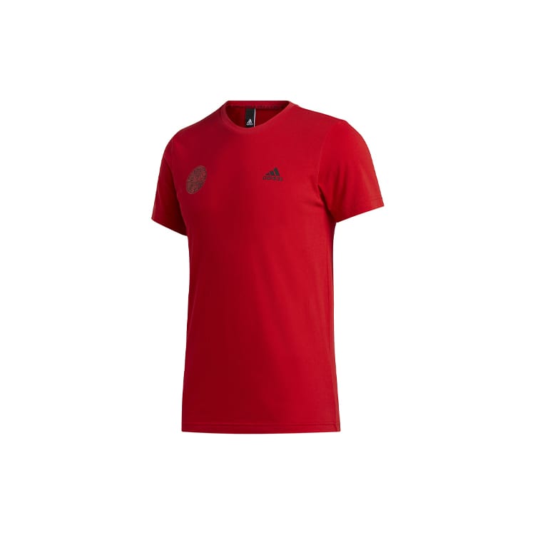 adidas T Shirts Men's Light Scarlet Crew Neck Moderate Straight Fit FU6220