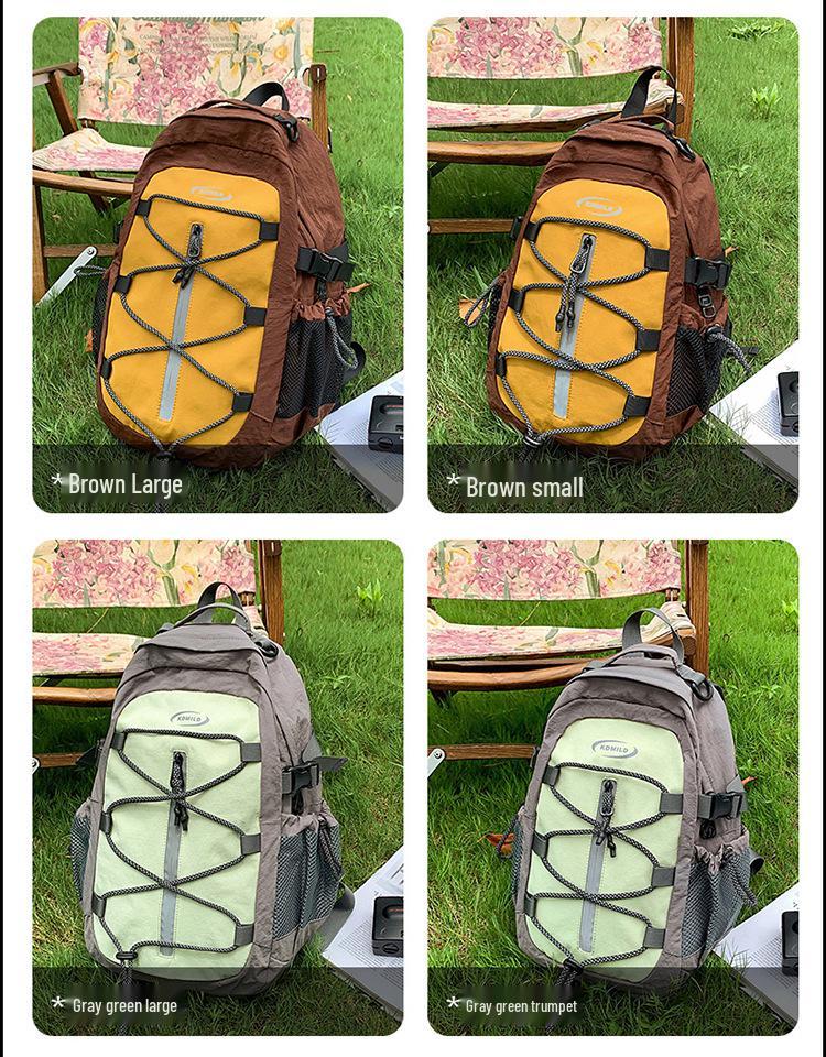 Color Block Hiking Backpack - Large Capacity, Versatile, Casual Shoulder Bag with Lanyard