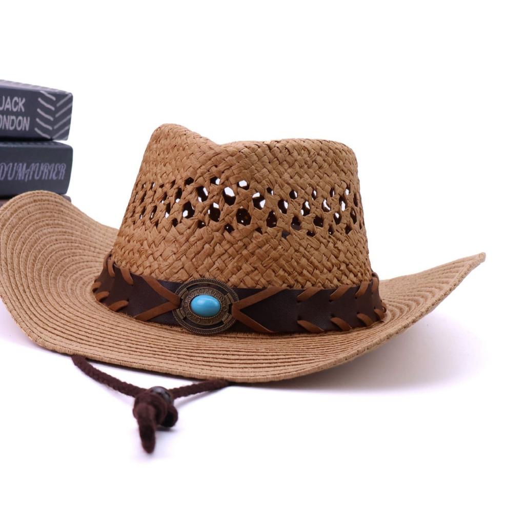 Dell Le European and American cowboy hats hollow woven straw hats women's big eaves sun protection visor summer hot spot