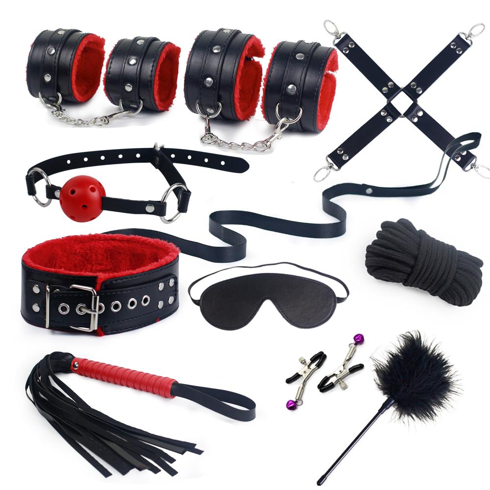 BDSM Bondage Set Erotické hry do postele Dospělí Pouta Svorky na bradavky Bič Výprask SM Soupravy Hraní rolí Sexuální hračky pro