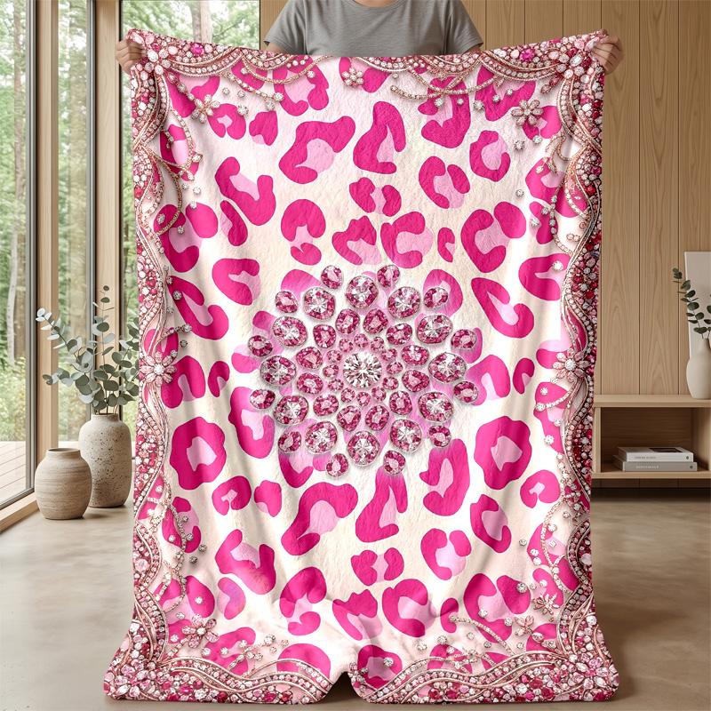 Rosa Leopard Liebesherz Thema Decke Leichte Warme Flanelldecke Dekorative Überwurfdecke für Heimdekoration