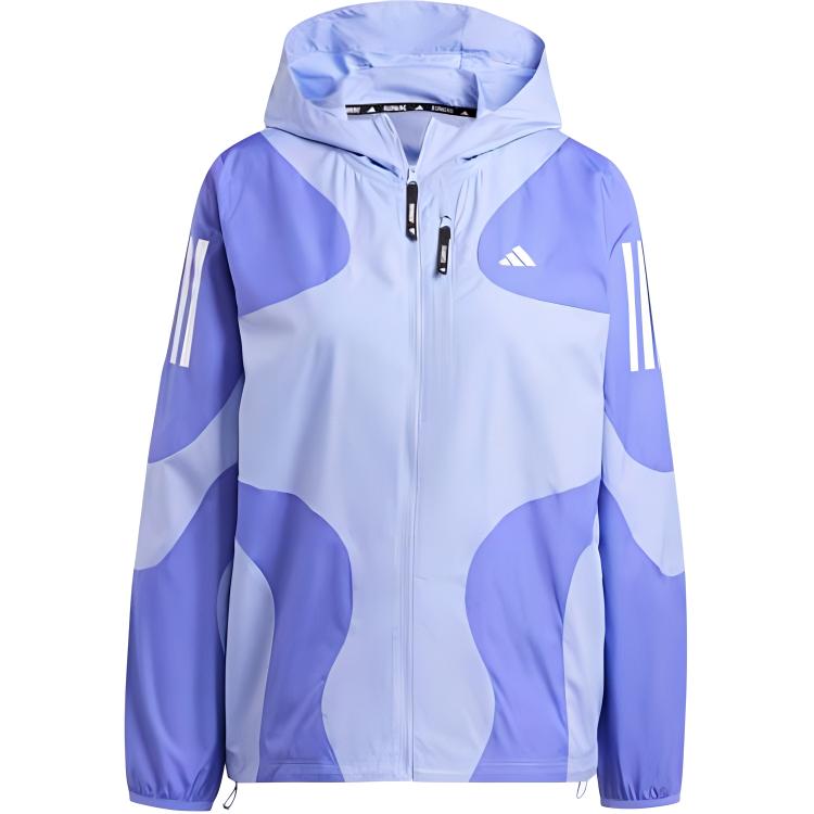 

adidas Own the Run Women s Blue Windproof Reflective Hooded Running Jacket IW0034 XL